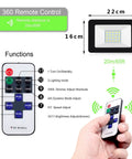 JUDYSSY Solar Floodlight remote control with functions for adjustable brightness and lighting modes, 20m range.