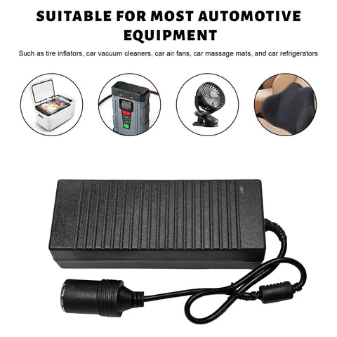Heavy Duty AC To DC Converter 12V 10A Power Adapter With Thick Cords, suitable for automotive equipment and gadgets.