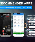 Bluetooth OBD2 Diagnostic Adapter For iOS Android And Windows Read And Clear Check Engine Codes Real Time Performance Data And Logger app compatibility display