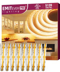 Warm White Cob LED Strip Light 2700K 10m Ultra Dense 5120 LEDs Per Roll 24V DC Seamless Glare Free Lighting 8mm Wide