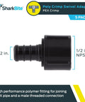 Half Inch FNPT Poly Crimp Swivel Elbow Adapter Pack Of Five For PEX And PE RT Pipes No Fuss Quick Connect Plumbing Fittings For Potable Water And Radiant Heating, 1/2 in NPSM