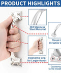6 Inch Outdoor Gate Handle 304 Stainless Steel Rustproof Door Pull For Fences Gates Garage And Yard Weatherproof Barn Door Handles 2 Pack Easy Install With Wide Ergonomic Grip For Rain Snow Coastal Weather close-up view