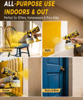 Heavy Duty Electric Paint Sprayer Built For Swift Home Exterior Touch Ups And Deck Refinishing With Generous Tank And Crisp Even Spray Coverage in action on furniture, walls, fences, and doors.