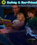 Family reading in bed with Scuba Night Light 3D Illusion Lamp With Remote 16 RGB Colors 4 Flash Modes Dimmable And Timer