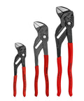 Three Piece Black Pliers Wrench Set Built For Quick Grips And Turning The All In One Tool with red handles, side view