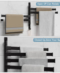 Swivel Wall Mounted Towel Rack With Four Rotating Arms Black Rustproof Towel Bar For Bathroom 180 Degree Rotation Thirteen Inch Towel Holder