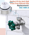 Heavy Duty Metal Vacuum Breaker Repair Kit for Traditional Anti Siphon Frost Free Sillcock Valves Universal Fit Stainless Steel Construction Built Tough for Long Lasting Performance Easy Install shown installed on wall