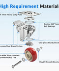 High-quality components of Heavy Duty 4 Inch Caster Wheels Set Of 4 Built Different 2200 Lb Industrial Grade Swivel Casters.