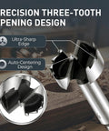 Knockout Forstner Bit Set Featuring Eight Heavy Duty Wood Drill Bits with precision three-tooth design for flat bottom holes.