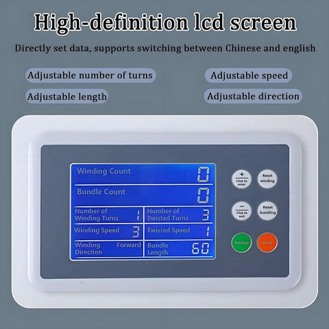 Slick Automatic Bundling Machine For Gold Wire Sealing With Fast Twist Tye Sealer And Smart Winding Function control panel with LCD screen.