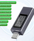 Type C Power Meter USB C Tester With LCD Display Digital Multimeter showing voltage and current on screen