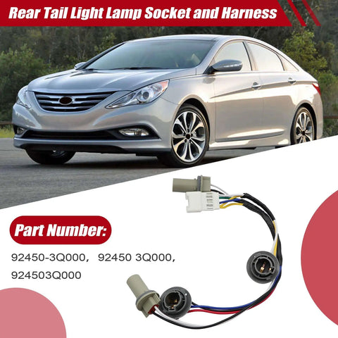 Rear Tail Light Socket And Wiring Harness Replacement For Hyundai Sonata Sedan 2011 2012 2013 2014 2.0L 2.4L Direct Fit Plug And Play Connector 92450-3Q000 924503Q000 92450 3Q000