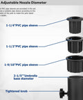 Diagram showing PVC pipe sleeves and adjustable nozzle for Universal Granite Umbrella Stand Tube For Outdoor Use Stainless Steel Base