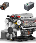 DIY Mini V8 Engine Model Kit With 535 Pieces For Teens And Adults, Functional Engine Build, STEM Gearhead Style, Educational Hobby Gift For Ages 14 Plus, assembled model with spinning fan