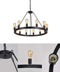 Farmhouse Wagon Wheel Chandelier 34.45 Inch Diameter Rustic Industrial Island Light 12 Light Vintage Chandelier For Dining Room
