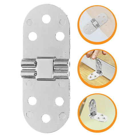 Six Piece Zinc Alloy Folding Flip Hinges Set For DIY Cabinets And Flip Up Desks shown with pre-drilled mounting holes