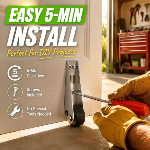 Heavy Duty Vertical Door Rollers Fix Drooping Sliding Doors Bottom Wheel Kits With Reinforced Steel Brackets during installation.