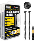 Ten By Four Inch Black Star Drive Wood Screws Self Tapping Deck Screws 80 Pieces With Free T25 Bit in storage box