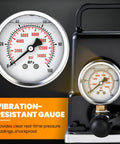 Vibration-resistant gauge on Beefy Electric Hydraulic Pump Power Pack 70 MPa Two Stage System 110V with pressure readings