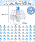 50 Pack Blue 3 Pin Mechanical Keyboard Switches With Dope Clicky Feel Replacement Keys For DIY Keyboard Builds Durable Plastic Shell Copper Contacts And Steel Springs For Smooth Reliable Performance. 50 pcs switch size 1.8 x 1.5 cm