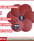 Premium 8 Inch Aluminum Oxide Sanding Discs Set With Grit Range From 40 To 2000 for wood and metal projects, 10 or 50 pack.
