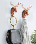Vintage Deer Head Resin Wall Hook Hangs Heavy Coats Keys Totes And Towels Super Slick Home Decor Organizer with bags and coats.