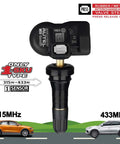 2 In 1 MaxiTPMS Tire Pressure Sensor 315MHz And 433MHz Press In OE Level Programmed With Rubber Valve Universal TPMS Sensor