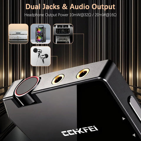Close-up of dual jacks on 64GB Bluetooth MP3 Player With 2.8 Inch Touch Screen HiFi Music Player For On The Go Crisp