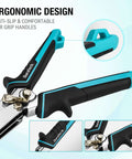 Ergonomic TPR handles on 5-Blade Sheet Metal Crimper for Ductwork and HVAC, 22-28 Gauge Galvanized and Stainless Steel