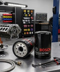 Premium Oil Filter With FilTech Filtration Technology Delivers Superior Engine Protection And Long Lasting Performance product on workbench