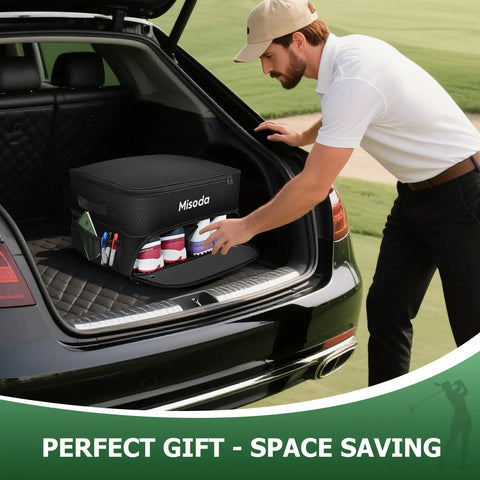Golf Trunk Organizer With Shoe Storage and Ventilated Compartment Waterproof Car Trunk Locker for Golf Gear