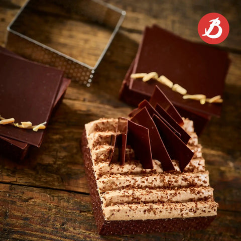 Perforated Square Tart Ring 8x8x0.8 Inches For Golden Crispy Tarts No Fuss Release Easy Clean Game Changing Perforations next to chocolate tart
