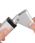 Two-pack linear actuator mounting brackets, silver galvanized steel with hinged joint close-up view.