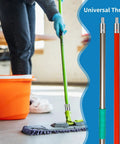 Person using a mop with Three Quarters Inch Threaded Tip Replacement Kit for Wood or Metal Poles with Two Sets of Tips and Screws.