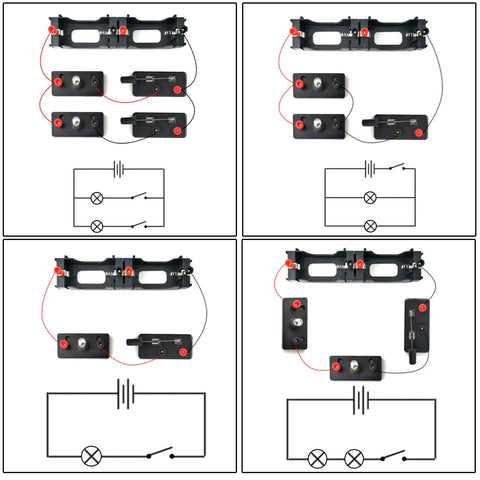 Basic Electricity Discovery Circuit Kit For Introductory Electronics Hands-On Learning For Middle School Kid-Friendly Includes D Battery Holders Bulb Holders Bulbs Switches Mini Screwdriver Wire Set layout with diagram