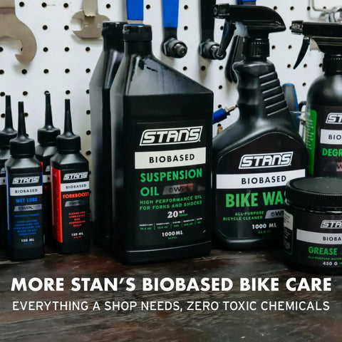 Biobased Fork Suspension Boost For Smoother Ride And Longer Seal Life, PTFE Free, Non Toxic, Biodegradable Formula in bottle