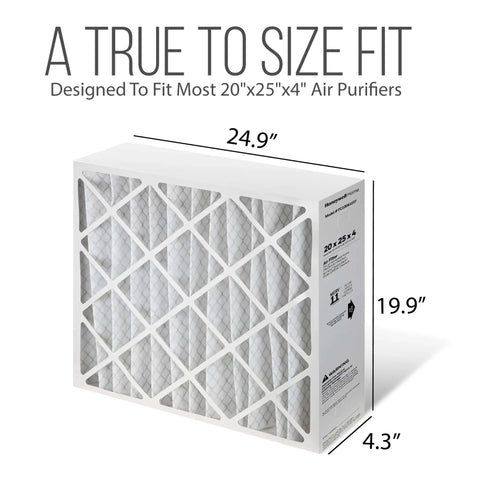 20x25x4 Furnace Filter Replacement With MERV 11 Media for HVAC systems, displayed with size dimensions and packaging details.