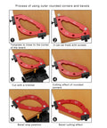 Process images of Hella Precise Router Corner Jig Radius Template Set R10 To R60 Heavy Duty Aluminum Woodworking Cabinet Edge Trimmer Kit.