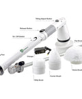 Electric Spin Scrub Brush For Bathroom Cordless Portable Rechargeable Deep Cleaning With Adjustable Head And Extendable Pole