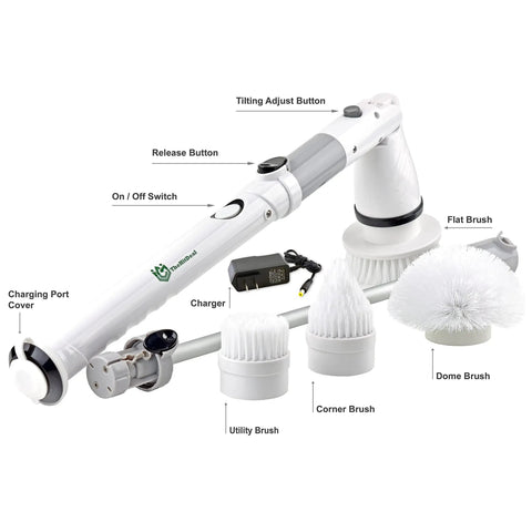 Electric Spin Scrub Brush For Bathroom Cordless Portable Rechargeable Deep Cleaning With Adjustable Head And Extendable Pole