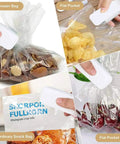 Image showing Slick Mini Portable Handheld Bag Sealer For Fresh Snack Storage sealing various food bags, including freezer and snack bags.