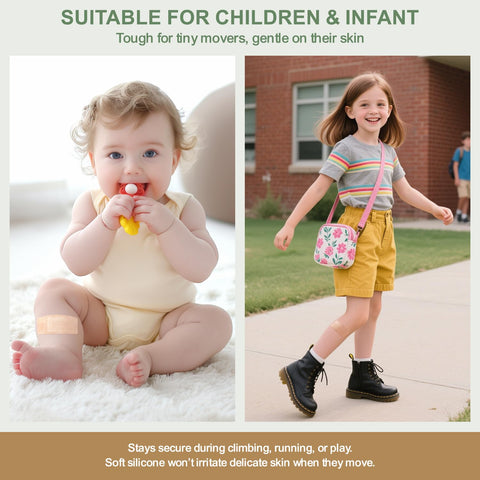 Children using Silicone Adhesive Bandages For Fragile Skin 2x4 Inch XL Pack Of 20, showing breathability and gentle use.