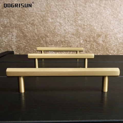 Solid Brass Cabinet Pulls 5 Pack Hexagon Drawer Handles With Five Inch Hole Center And Six Point Six Inch Total Length Brushed Finish