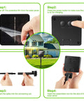 Installation steps for Outdoor Solar String Lights Waterproof 288 Ft Set With Four 72 Ft Strands, focusing on solar panel setup.