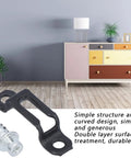 Close-up of a 60 Pack Slick Furniture Connectors And Concealed Slide Buckles For Cabinet Hardware clip and screw on wooden floor.