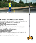 Ejoyous Measuring Wheel, Trundle Wheel in Meters 0-9999.9m Dual Rollers, adjustable handle, used for measuring on a road.