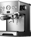 Kick Start Your Morning With This No Fuss Semi Automatic Coffee Maker Featuring A Powerful Pump And Washable Permanent Filter. Compact coffee maker with stainless steel accents.