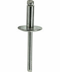 Large Flange Stainless Steel Blind Rivet 1/8 Inch By 3/8 Inch Open End, side view showing flange and stem