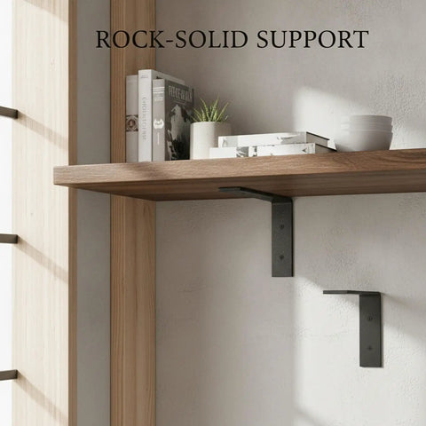 L-Shaped Cold Rolled Steel Wall Mount Bracket For Floating Desks And Shelves, Heavy Duty Closet Organizer, black finish on wall