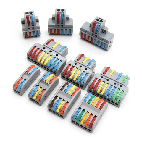 Secure Push Wire Connector Terminal Block Kit For Fast Splicing No Tools Needed Flame Retardant Housing Fits Tight Spaces Copper Conductors Corrosion Resistant Easy Strip In Design Saves You Plenty Of Time And Effort, gray multi-port wire connectors